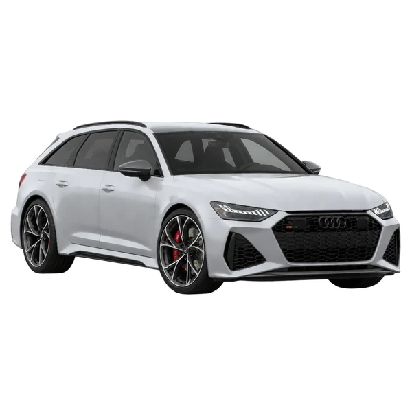 2021 Audi RS6 in Silber, Ansicht: Dreiviertelansicht vorne (nach links gerichtet)