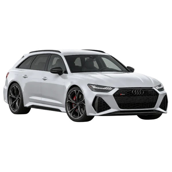 2022 Audi RS6 in Silber, Ansicht: Dreiviertelansicht vorne (nach links gerichtet)