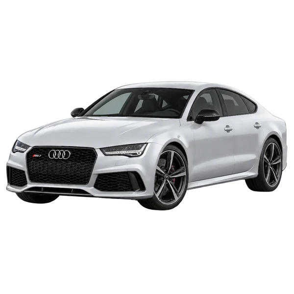 2018 Audi RS7 in Silber, Ansicht: Dreiviertelansicht vorne (nach links gerichtet)
