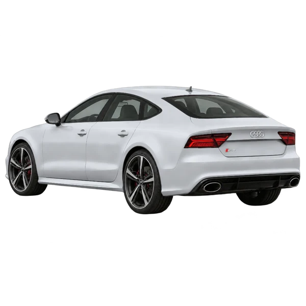 2018 Audi RS7 in Silber, Ansicht: Dreiviertelansicht von hinten (nach links gerichtet)