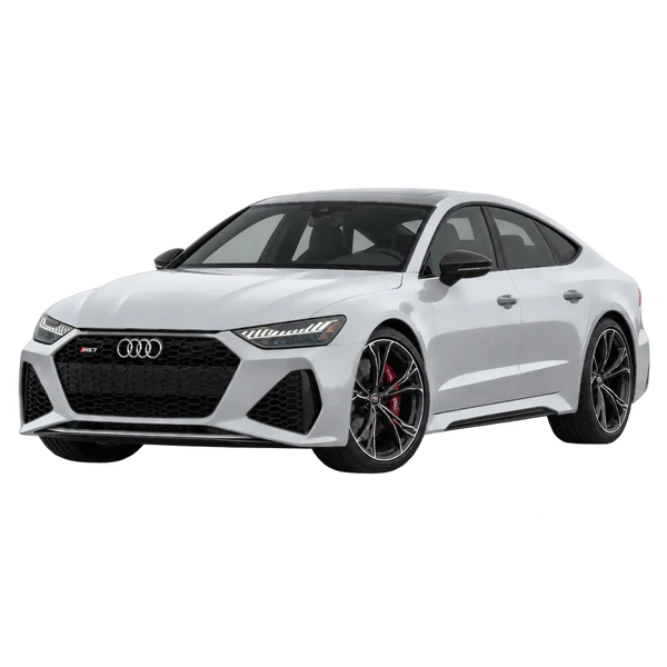 2019 Audi RS7 in Silber, Ansicht: Dreiviertelansicht vorne (nach links gerichtet)
