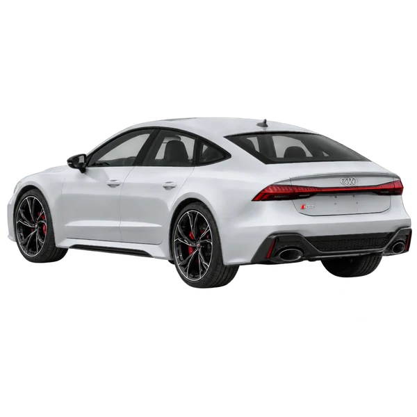 2019 Audi RS7 in Silber, Ansicht: Dreiviertelansicht von hinten (nach links gerichtet)