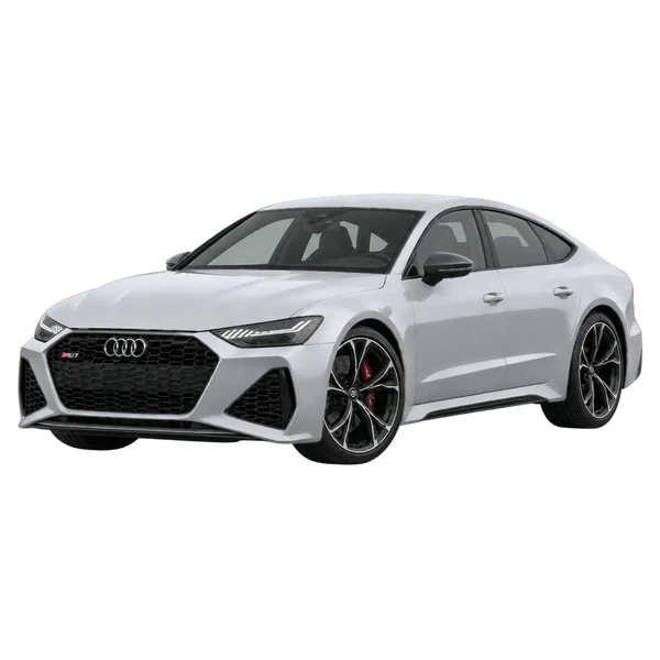 2020 Audi RS7 in Silber, Ansicht: Dreiviertelansicht vorne (nach links gerichtet)