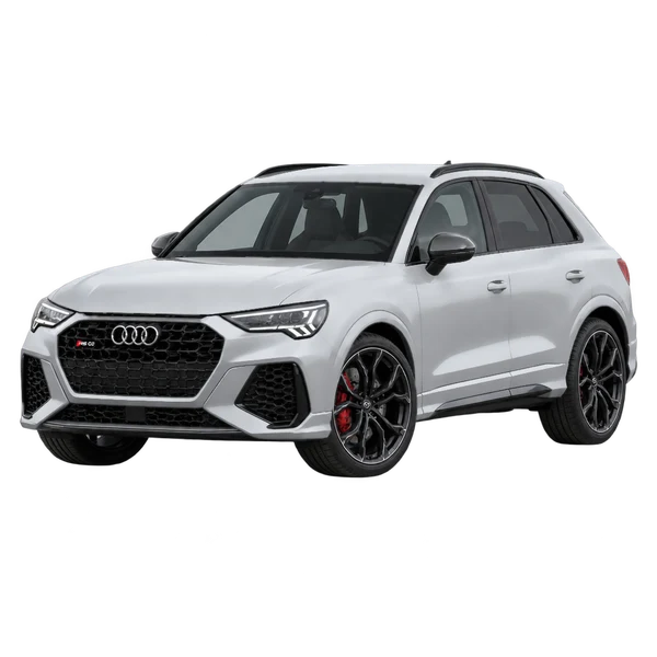 Audi RSQ3 2020 باللون فضي، منظر منظر أمامي بزاوية ثلاثة أرباع (متجه لليسار)