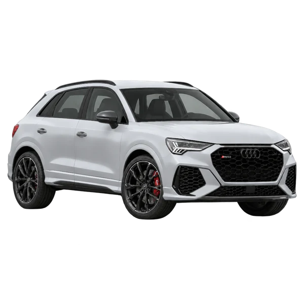 Audi RSQ3 2022 باللون فضي، منظر منظر أمامي بزاوية ثلاثة أرباع (متجه لليسار)