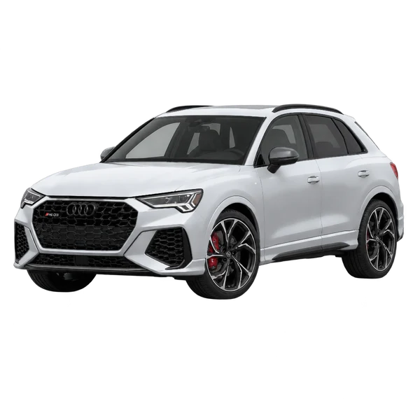 Audi RSQ3 2023 prata, vista dianteira em três quartos (voltada para a esquerda)