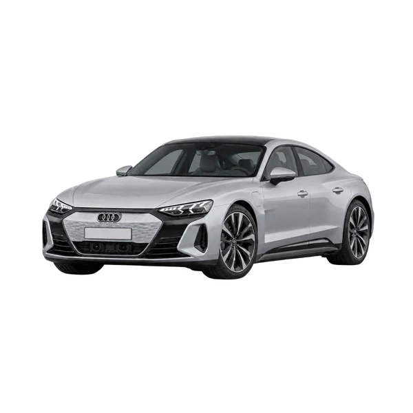 Audi S e-tron GT 2024 prata, vista dianteira em três quartos (voltada para a esquerda)