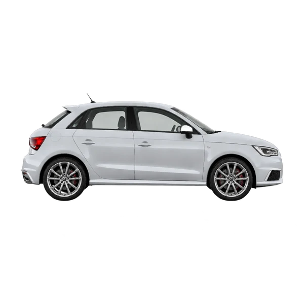 Audi S1 Sportback 2014 باللون فضي، منظر منظر جانبي (باتجاه اليمين)