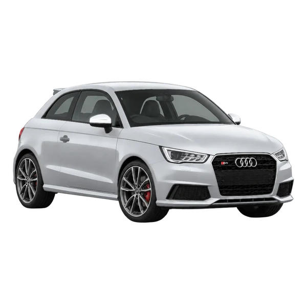 2015 Audi S1 in Silber, Ansicht: Dreiviertelansicht vorne (nach links gerichtet)