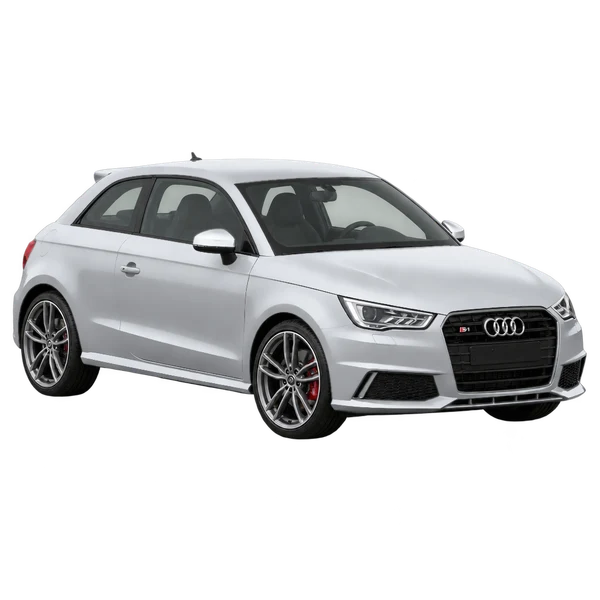 2016 Audi S1 in Silber, Ansicht: Dreiviertelansicht vorne (nach links gerichtet)