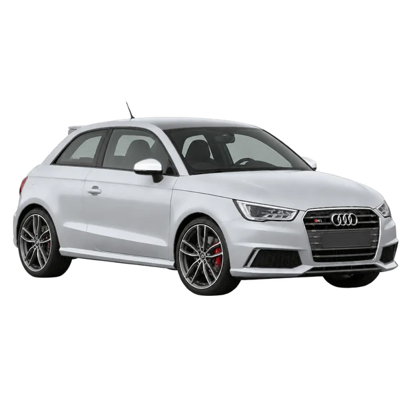 2017 Audi S1 in Silber, Ansicht: Dreiviertelansicht vorne (nach links gerichtet)