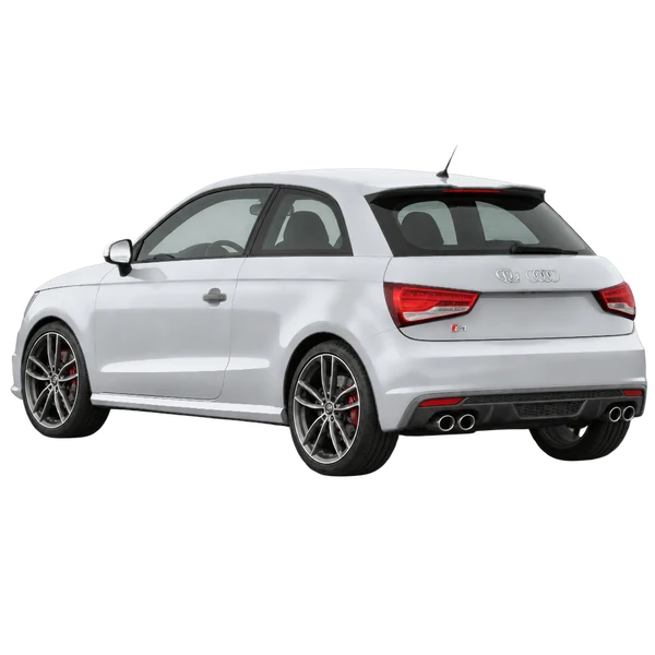 2017 Audi S1 in Silber, Ansicht: Dreiviertelansicht von hinten (nach links gerichtet)