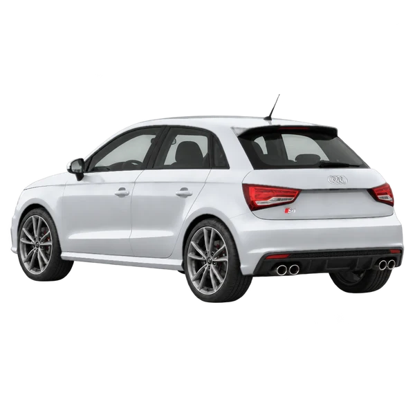 2018 Audi S1 in Silber, Ansicht: Dreiviertelansicht von hinten (nach links gerichtet)