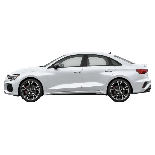 Audi S3 Limousine 2025 prata, vista lateral (voltada para a esquerda)