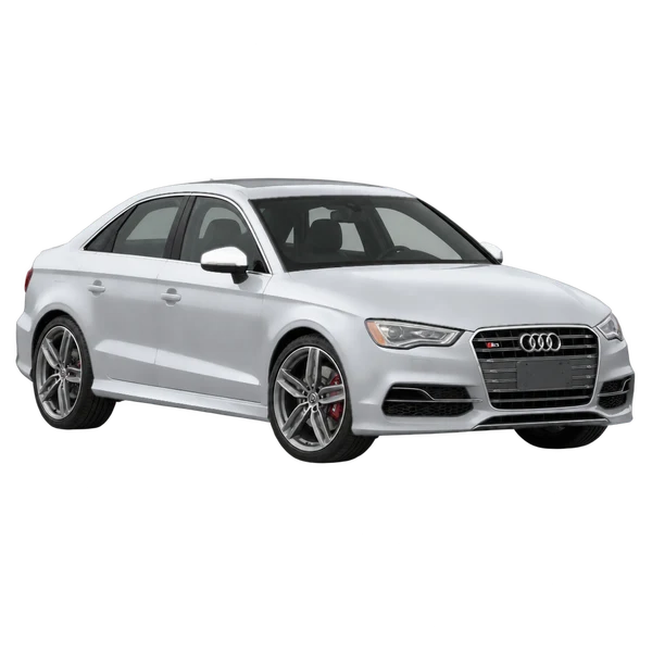 Audi S3 2014 باللون فضي، منظر منظر أمامي بزاوية ثلاثة أرباع (متجه لليسار)