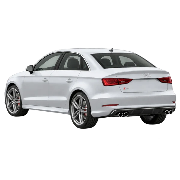 Audi S3 2014 باللون فضي، منظر ثلاثة أرباع خلفي (باتجاه اليسار)