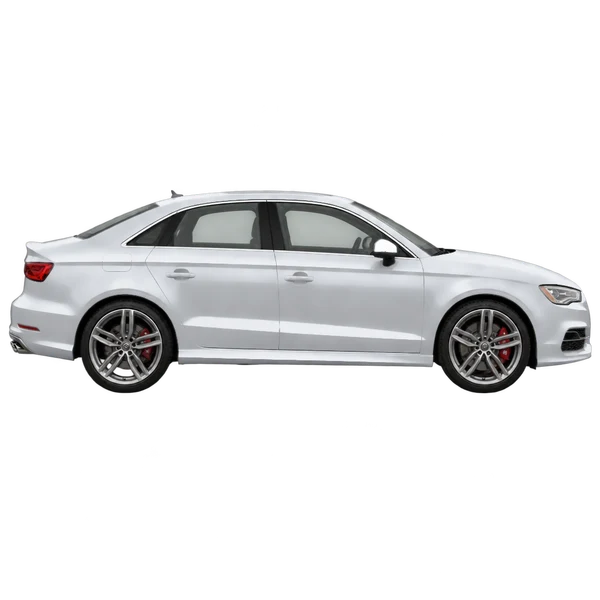Audi S3 2014 باللون فضي، منظر منظر جانبي (باتجاه اليمين)