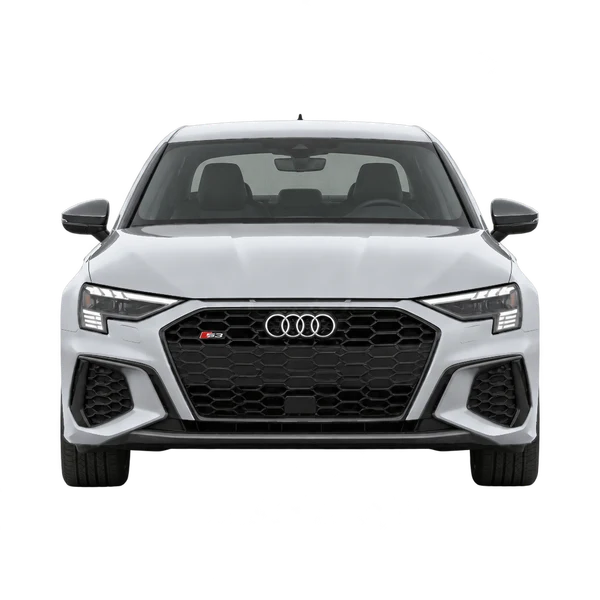 Audi S3 2022 باللون فضي، منظر أمامي