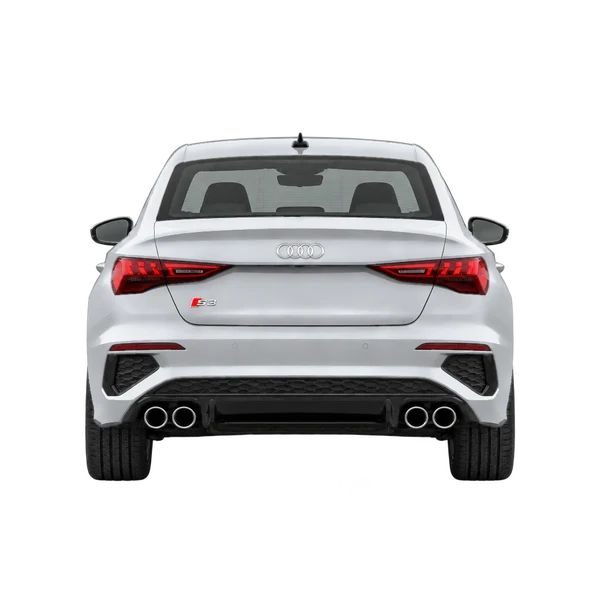 Audi S3 2024 باللون فضي، منظر من الخلف