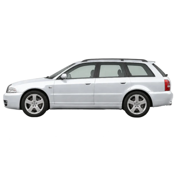 Audi S4 Avant 1999 prata, vista lateral (voltada para a esquerda)