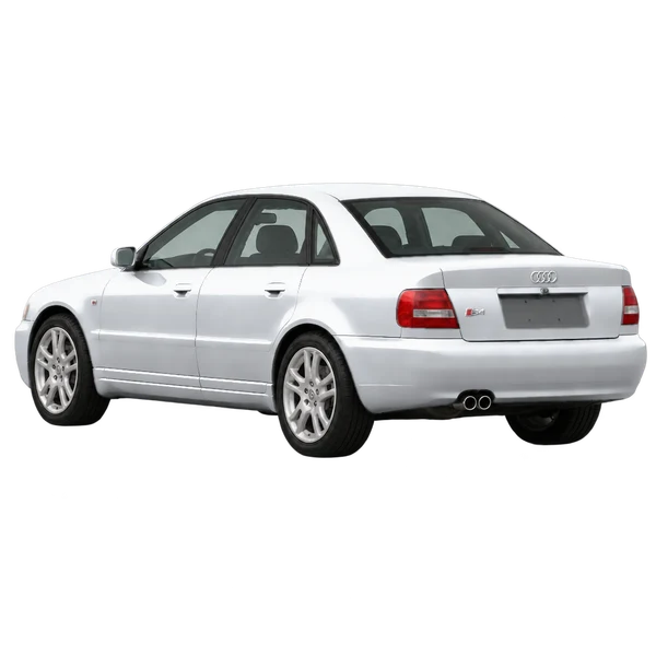 Audi S4 2000 argent, vue trois-quarts arrière (orienté vers la gauche)