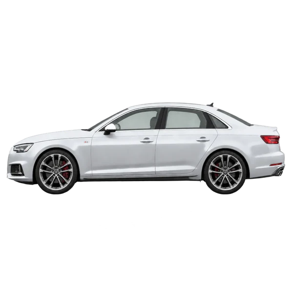 Audi S4 2019 argent, vue côté (vers la gauche)