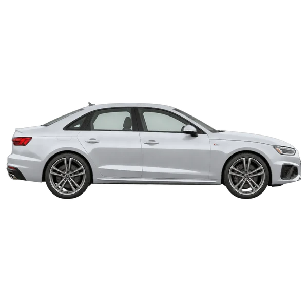 Audi S4 2021 باللون فضي، منظر منظر جانبي (باتجاه اليمين)