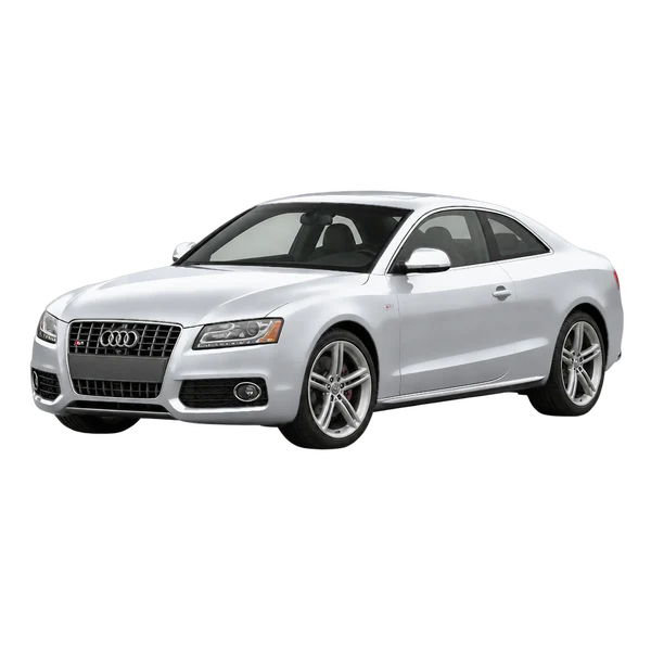 Audi S5 2010 باللون فضي، منظر منظر أمامي بزاوية ثلاثة أرباع (متجه لليسار)