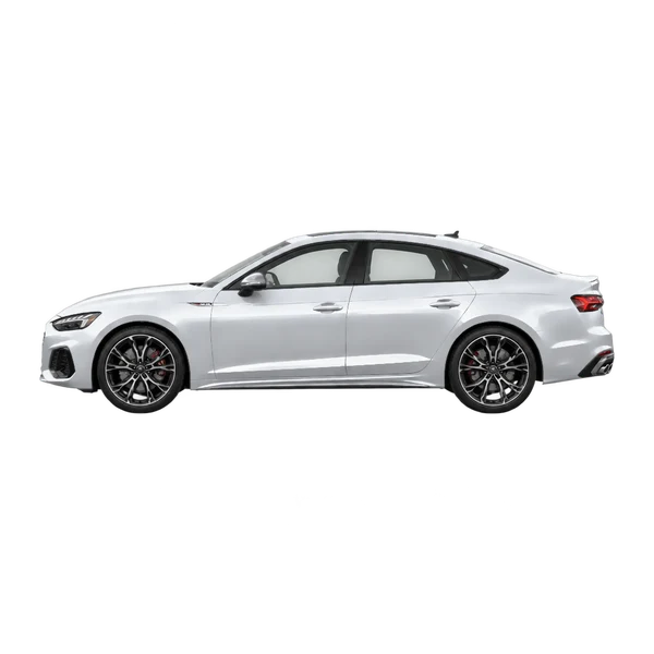 Audi S5 2026 باللون فضي، منظر جانبي (متجه إلى اليسار)
