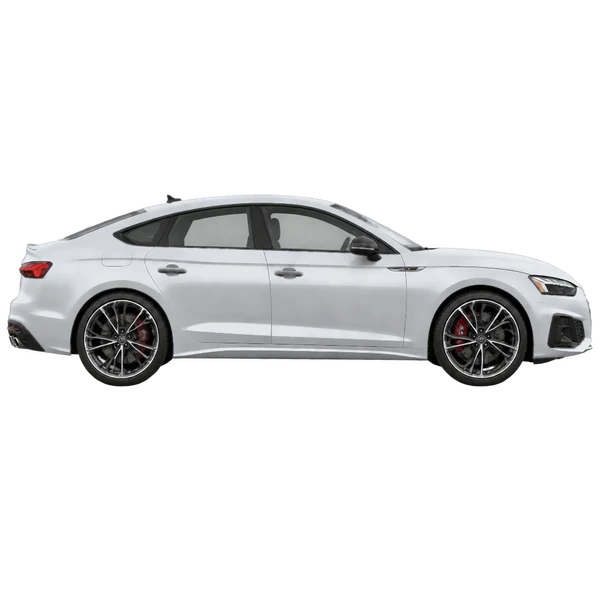 Audi S5 2026 باللون فضي، منظر منظر جانبي (باتجاه اليمين)
