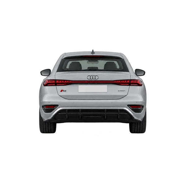 Audi S6 E-Tron 2025 باللون فضي، منظر من الخلف