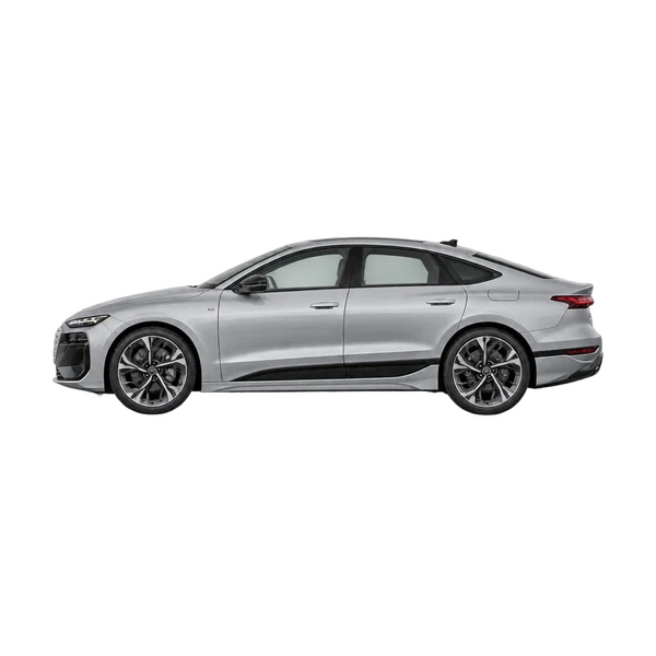 Audi S6 E-Tron 2025 باللون فضي، منظر جانبي (متجه إلى اليسار)