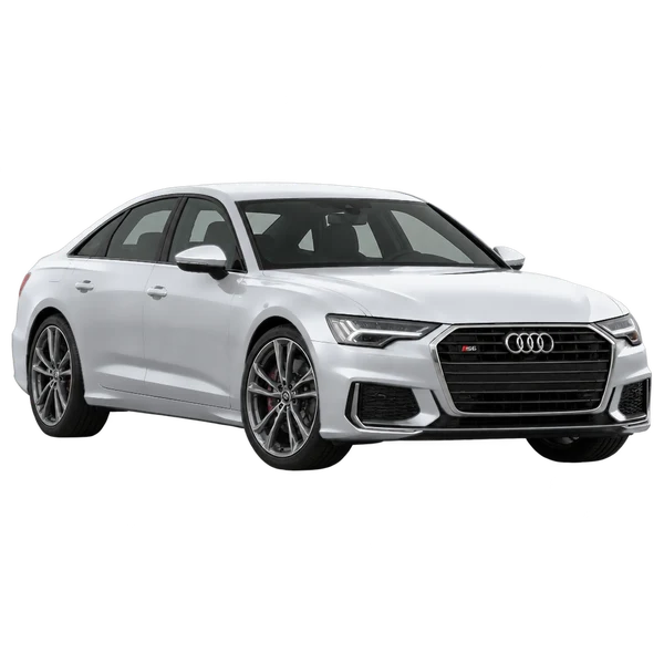 Audi S6 2019 باللون فضي، منظر منظر أمامي بزاوية ثلاثة أرباع (متجه لليسار)
