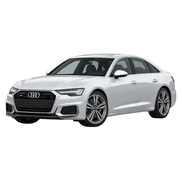 シルバーの2021 Audi S6(フロントスリークォーター(左向き)ビュー)