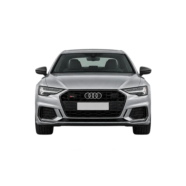 Audi S6 2025 باللون فضي، منظر أمامي