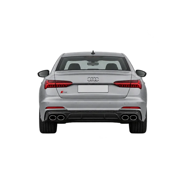 Audi S6 2025 باللون فضي، منظر من الخلف