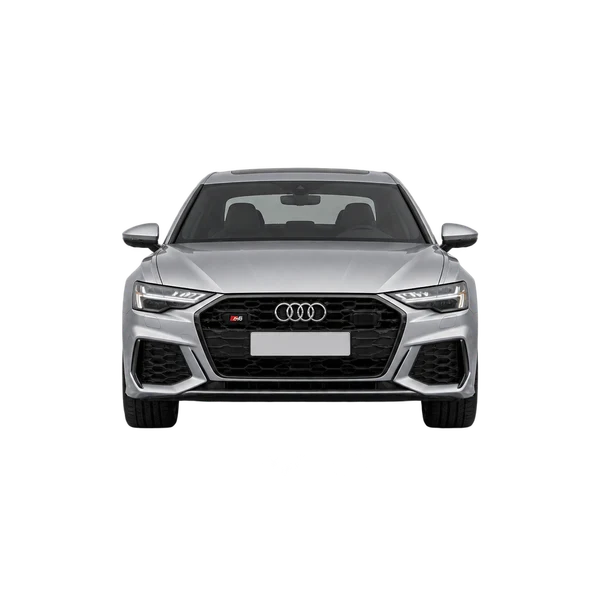 Audi S6 2027 باللون فضي، منظر أمامي