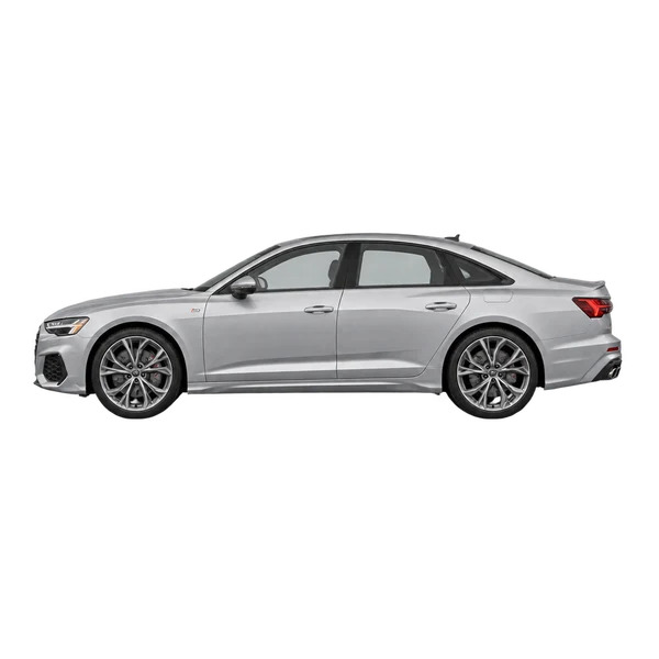 Audi S6 2027 باللون فضي، منظر جانبي (متجه إلى اليسار)