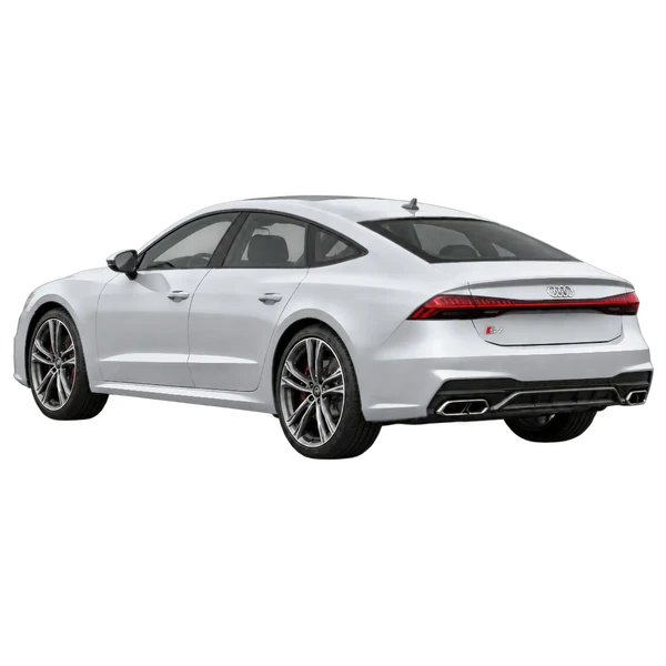 Audi S7 2019 باللون فضي، منظر ثلاثة أرباع خلفي (باتجاه اليسار)