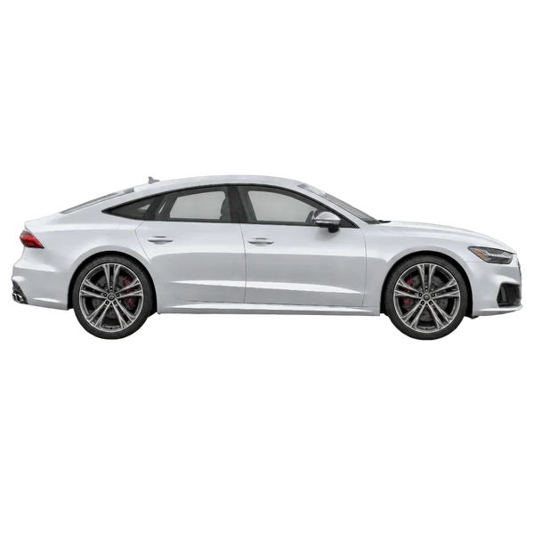 Audi S7 2019 باللون فضي، منظر منظر جانبي (باتجاه اليمين)