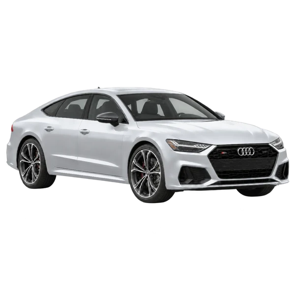 Audi S7 2020 باللون فضي، منظر زاوية ثلاثة أرباع أمامية (باتجاه اليمين)