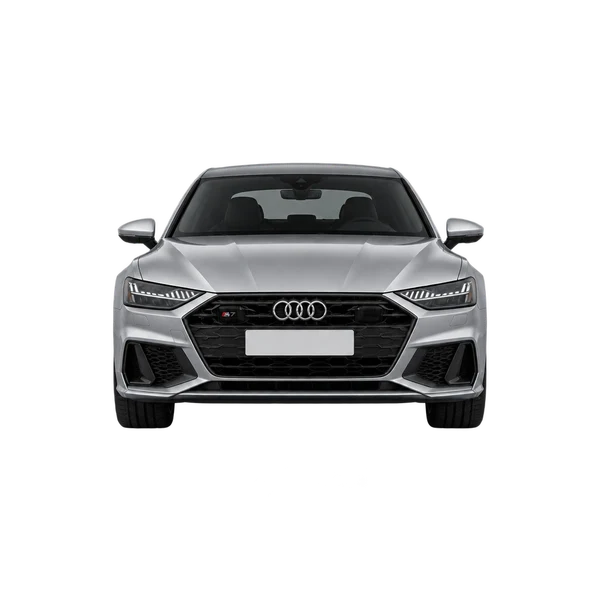 Audi S7 2026 باللون فضي، منظر أمامي