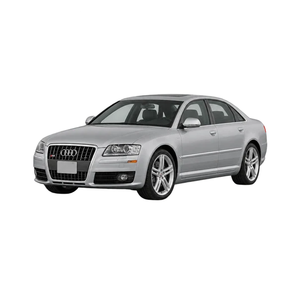 シルバーの2010 Audi S8(フロントスリークォーター(左向き)ビュー)