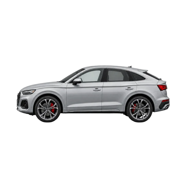 Audi SQ5 Sportback 2022 باللون فضي، منظر جانبي (متجه إلى اليسار)