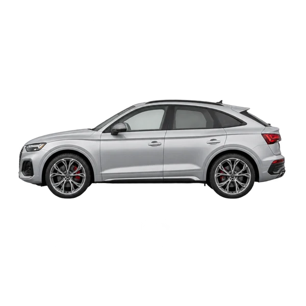Audi SQ5 Sportback 2025 باللون فضي، منظر جانبي (متجه إلى اليسار)