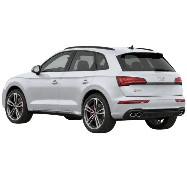 2021 Audi SQ5 in Silber, Ansicht: Dreiviertelansicht von hinten (nach links gerichtet)