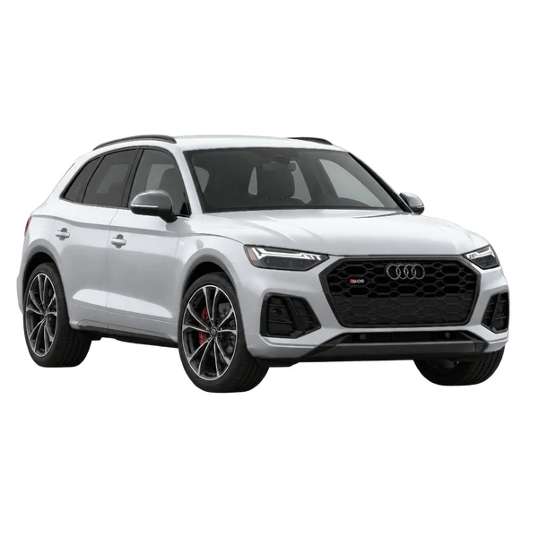 2025 Audi SQ5 in Silber, Ansicht: Dreiviertelansicht vorne (nach links gerichtet)