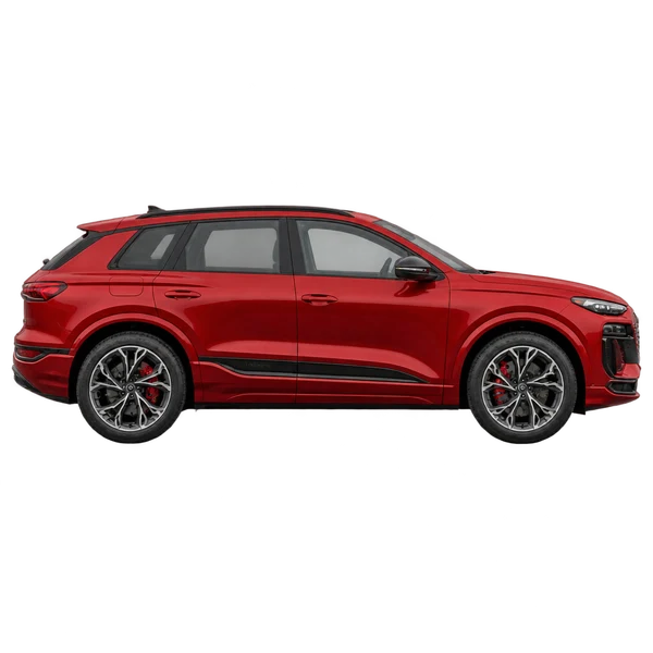Audi SQ6 SB E-Tron 2026 vermelho, vista lateral (voltada para a direita)