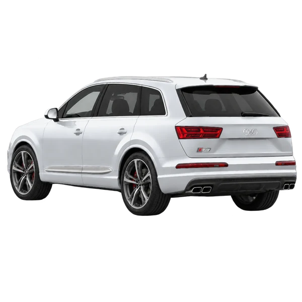 2017 Audi SQ7 in Silber, Ansicht: Dreiviertelansicht von hinten (nach links gerichtet)