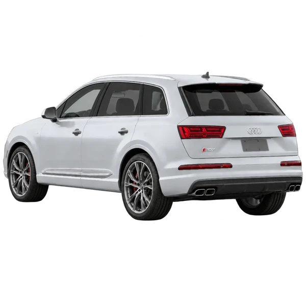 2018 Audi SQ7 in Silber, Ansicht: Dreiviertelansicht von hinten (nach links gerichtet)